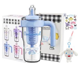 Коллекция Cinnamoroll, пластиковый стакан для воды 850ml Sanrio, Cinnamoroll Water Cup+Shopping Bag+Sticker Cup Brush+Doll