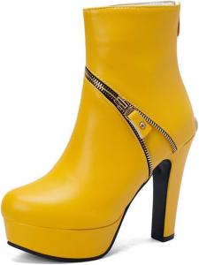 Женские ботильоны Chelsea на платформе с высоким каблуком, короткие ботинки с каблуком 13 см, застежка-молния, модные ботинки JMdfcqer, Yellow