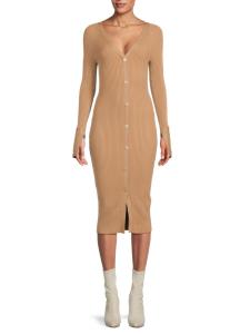 Платье-миди в рубчик Reiss, кэмел