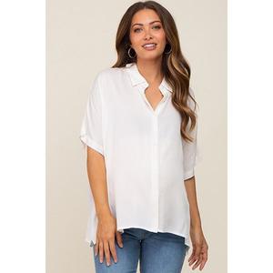 Блузка с коротким рукавом и застежкой на пуговицах для беременных Pinkblush, White