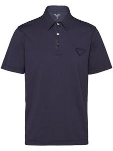 Хлопковая рубашка-поло с треугольным логотипом Prada, синий