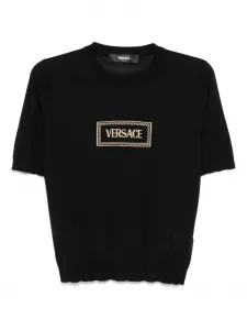 Топ с короткими рукавами VERSACE, черный