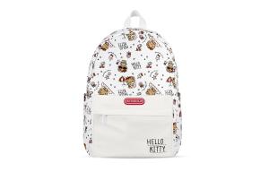 Sanrio Полиэстеровый рюкзак средний женский белый, Hellokitty-Black Leather Print-White