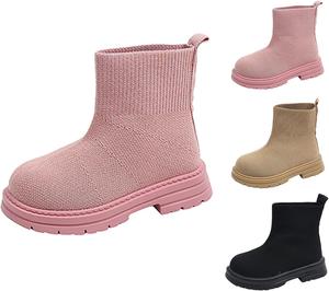 Девочковые Ботинки Повседневные Слипоны Низкие Ботильоны С Круглым Носком Вязаные Свитерные Короткие Ботинки Зимние Удобные Сапожки Средней Высоты Generic, Khaki
