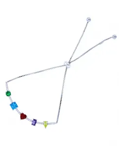 Браслет-Боло с регулируемой формой из стерлингового серебра с кубическим цирконием Macy'S, white