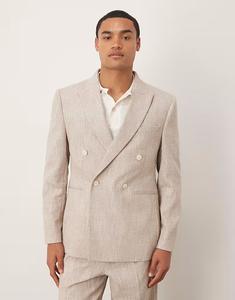 Двубортный пиджак классического кроя из бежевой ткани в крапинку Asos Design