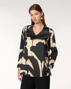 Женская блузка из твила с цветочным принтом и V-образным вырезом Naulover, черный