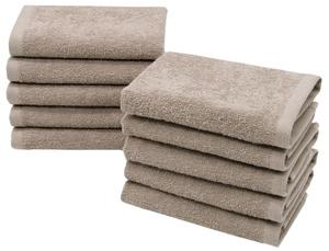 Набор мыльных полотенец, 10 шт., хлопок, 30х30 см, 420г/кв.м, светло-серый (серый) Zollner, светло-коричневый