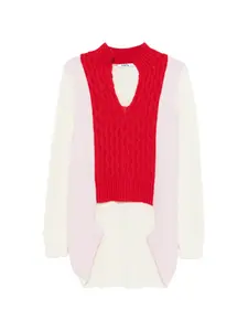 Мини-платье с V-образным вырезом и вязаным узором «косы» Vivetta, белый