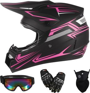 Шлем для мотокросса Tiandu с экипировкой, розовый