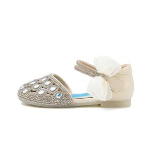 Детские кожаные туфли серии Frozen Series с нескользящей подошвой, устойчивые к истиранию и ударам, для детей от 3 до 7 лет Disney, бежевый