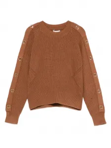 Вязаный свитер с пуговицами TWINSET Kids, коричневый