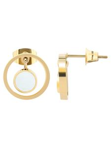 Adeliás Женский кулон из нержавеющей стали с перламутровой вставкой в золотом исполнении