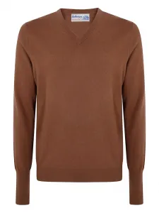 Кашемировый свитер с V-образным вырезом Ballantyne, коричневый