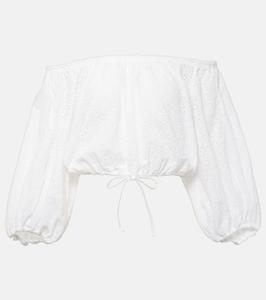 Хлопковый топ Bova с английской вышивкой Poupette St Barth, Optic White