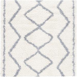 Ковер SAFAVIEH, 201 x 201 см, Venus Shag Collection, Ivory & Grey, марокканский дизайн, без линьки и простой в уходе, идеален для помещений с высокой проходимостью в гостиной, спальне (VNS685A)