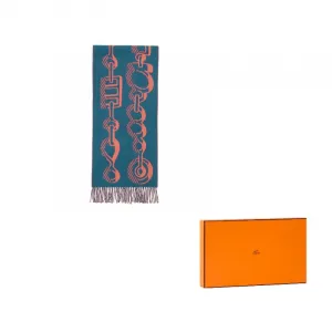 HERMES Кашемировый вязаный шарф женский, Blue/Velvet Pink