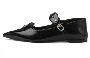 CHARLES&KEITH Маленькие черные женские балетки Мэри Джейн на плоской подошве 1 см, цвет Black