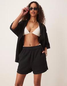 Шорты из марли с необработанными краями, черный цвет Asos Design