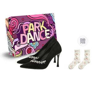 PARK DANCE Стройные каблуки на высоком каблуке женские черные - черная замша (коробка+подарочные носки), цвет Black Suede (Box+Gift Socks)