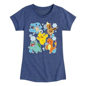 Детская футболка с принтом Pokémon и зимними наклейками Licensed Character, Heather Navy