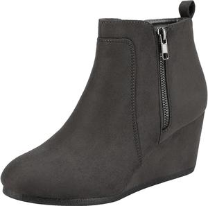 Женские замшевые низкие ботильоны на клиновидном каблуке DREAM PAIRS, Doppelbett/Grau/Wildleder