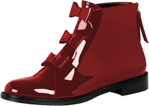 Женские модные ботильоны FYS с закругленным носком, тремя бантиками, на щиколотку, с милым низким массивным каблуком, задней молнией, короткие ботинки, осенние туфли, размеры 4-16 US, Red