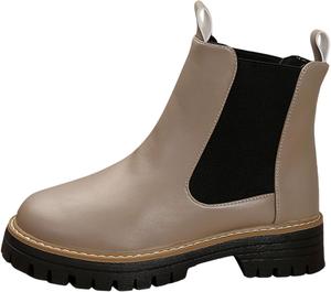 Женские ботильоны на низком каблуке, модные, слипоны на осень, удобные ботильоны с эластичной боковой частью JEUROT, Khaki