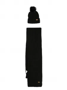 Комплект из шарфа и шапки в рубчик Barbour, черный