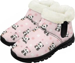 Снежные ботинки для малышей, мальчиков и девочек, зимние теплые ботинки, низкие туфли, искусственный мех, для холодной погоды, на улице Chririnla, Cartoon Panda
