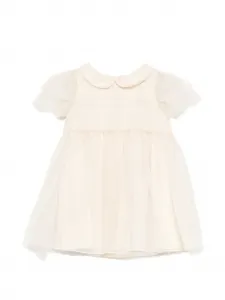 Платье с оборками и воротником Emporio Armani Kids, бежевый