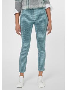 MADELEINE Узкие жаккардовые брюки-бандо белого/лагунного цвета