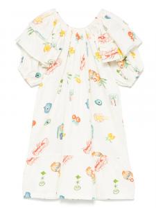 Платье с оборками и принтом Andorine, белый