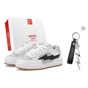 MINISO Молния M серия низкие скейтерские кроссовки унисекс бело-серые (с брелоком), цвет White Gray (Includes Keychain)