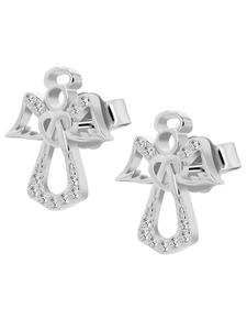 Adeliás Женские серьги-гвоздики в виде ангела из серебра 925 пробы с кубическим цирконием в серебре