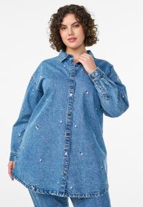 Блуза Zizzi MIT MOTIVEN, Blue Denim Cherry/Blue Denim