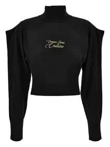 Свитер с высоким воротником и объемными рукавами Versace Jeans Couture, черный