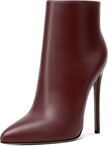 Женские ботильоны SAMMITOP на высоком каблуке-стойке, с боковой молнией, модные ботильоны, зимние туфли 4,5'', Matte Burgundy