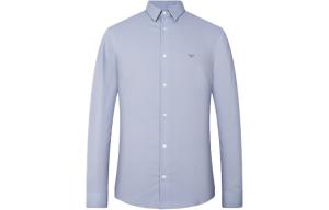 Рубашка с вышитым логотипом и пуговицами EMPORIO ARMANI, светло-голубой