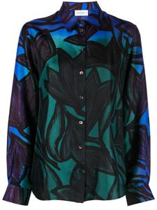 Ferragamo шелковая рубашка с графичным принтом, черный
