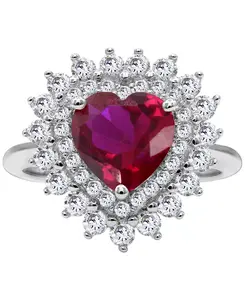 Женское кольцо в форме сердца из стерлингового серебра Macy'S, ruby