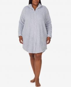 Халат с длинными рукавами и текстурированной поверхностью, больших размеров Ellen Tracy, Gray
