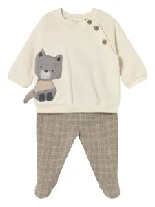 Спортивный костюм в клетку с аппликацией Mayoral, бежевый