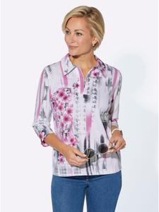 WITT WEIDEN Рубашка поло с принтом в сиреневых и серо-бежевых тонах