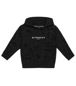 Толстовка с капюшоном из хлопковой смеси с логотипом Givenchy Kids, черный