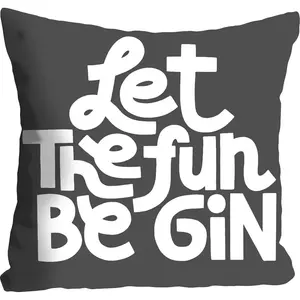 Декоративная подушка queence LET THE FUN BE GIN с надписью Queence, Grau + bedruckt