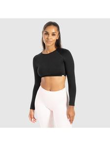 SMILODOX Укороченная футболка с длинными рукавами Bethy Seamless черного цвета