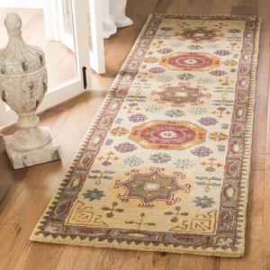 SAFAVIEH, 69 x 244 см, Ковер-дорожка Heritage Collection beige / multi HG402A ручной работы традиционный восточный премиальная шерсть
