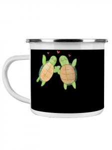 Кофейная кружка, праздничный сувенир, благодарственный подарок с надписью на черном фоне Mr. & Mrs. Panda