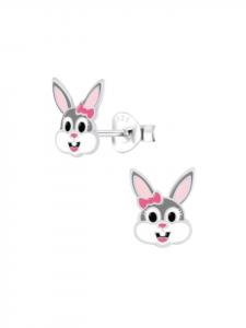 Alexander York Серьги-гвоздики в виде кроликов из серебра 925 пробы, комплект из 2 штук
